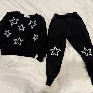 Lola + The Boys Black Star Embellished Joggers